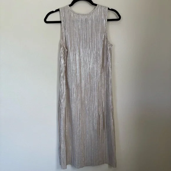 H&M Silver Gold Pleated Sheath Midi Dress | Size XS - Picture 10 of 10
